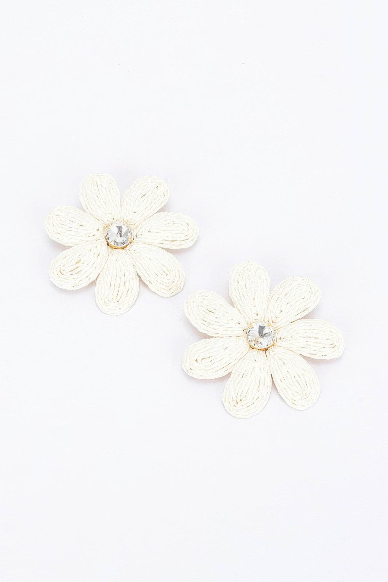 Paper Flower Rhinestone Earring Ivory