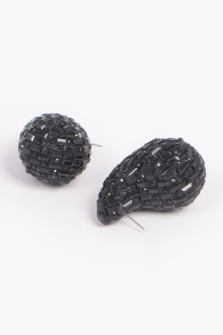Rhinestone Tear Drop Earring Black Earrings