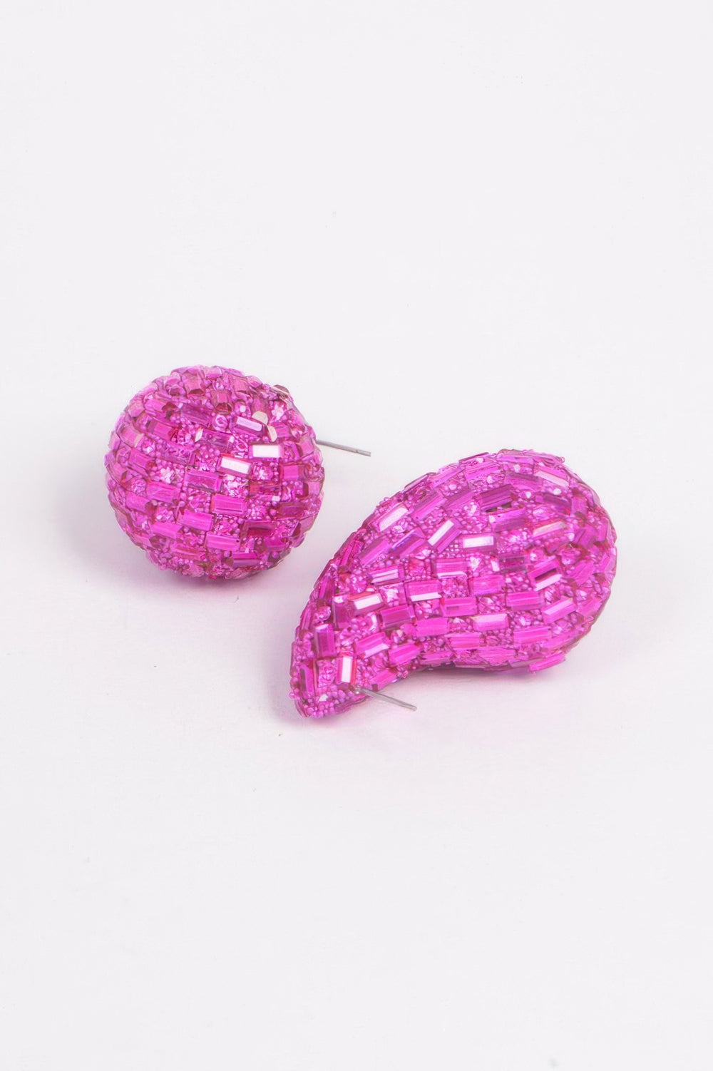 Rhinestone Tear Drop Earring Fuschia Earrings