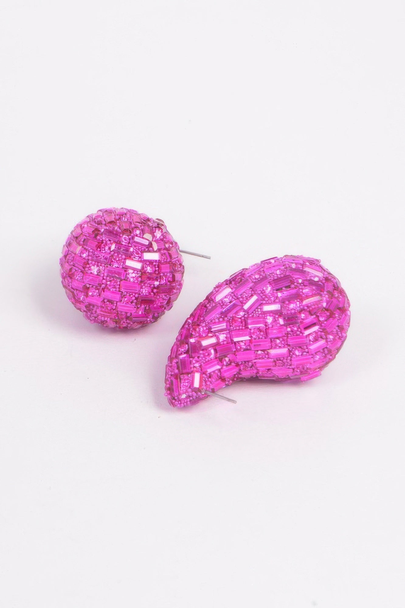 Rhinestone Tear Drop Earring Fuschia Earrings