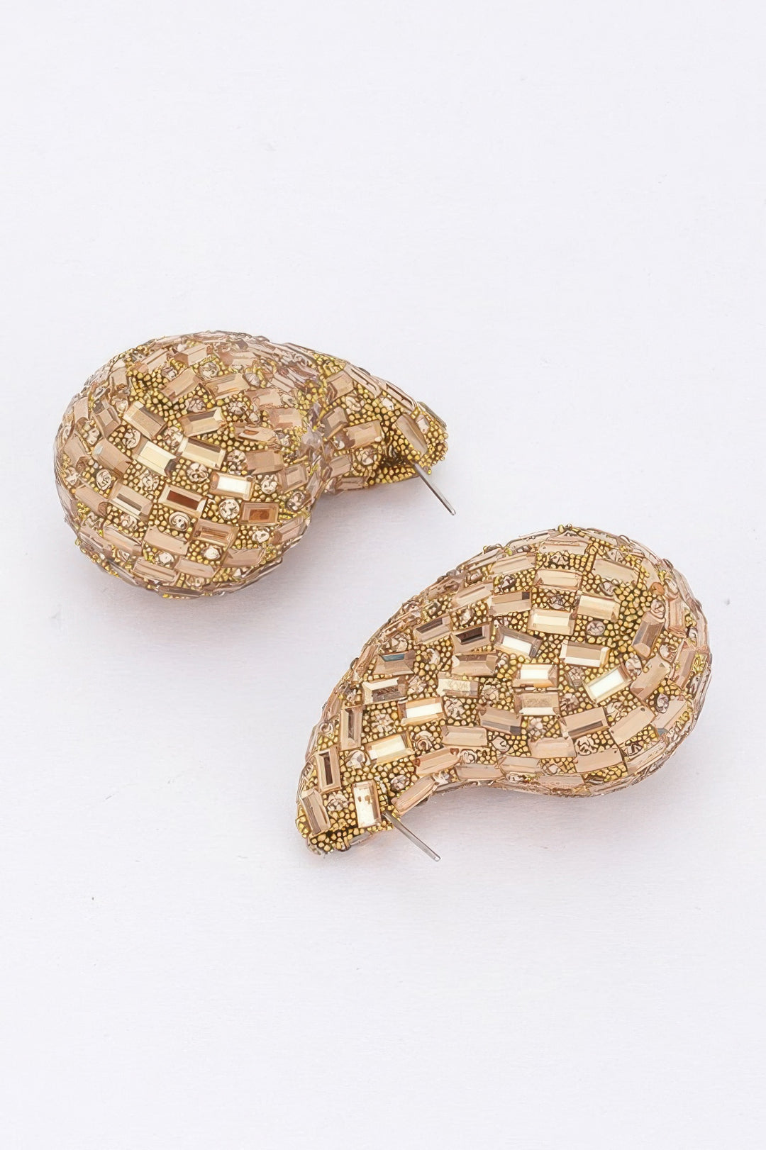 Rhinestone Tear Drop Earring Gold Earrings