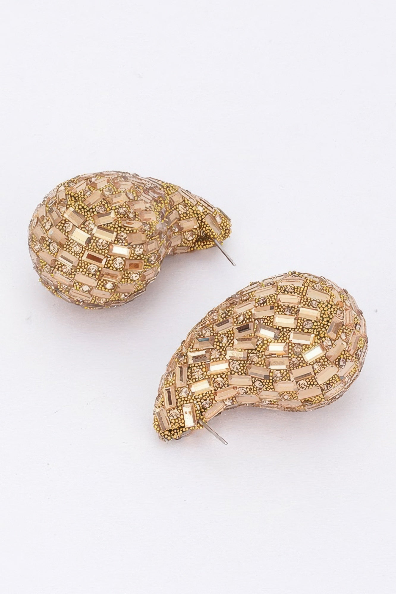 Rhinestone Tear Drop Earring Gold Earrings