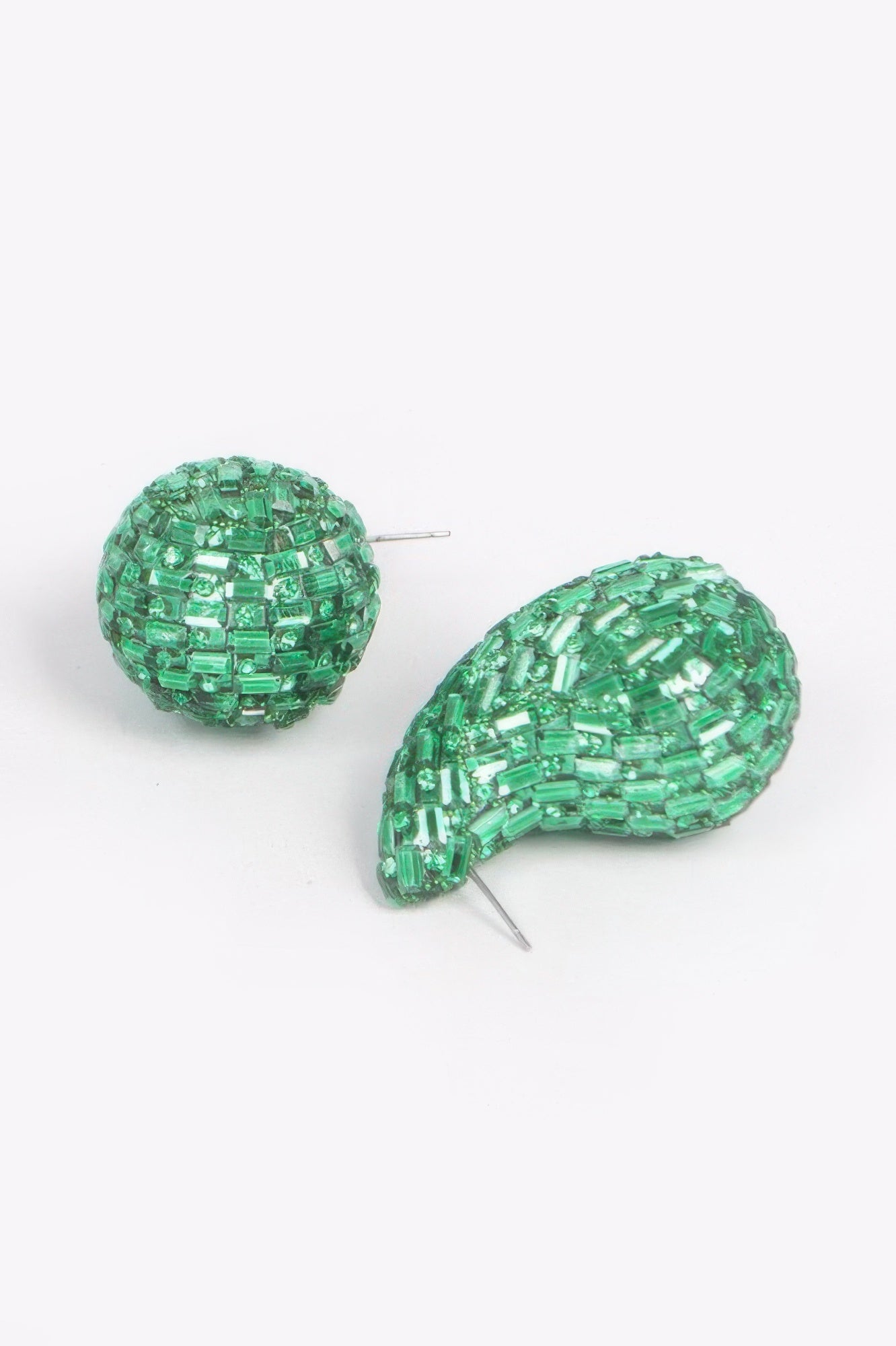 Rhinestone Tear Drop Earring Green Earrings