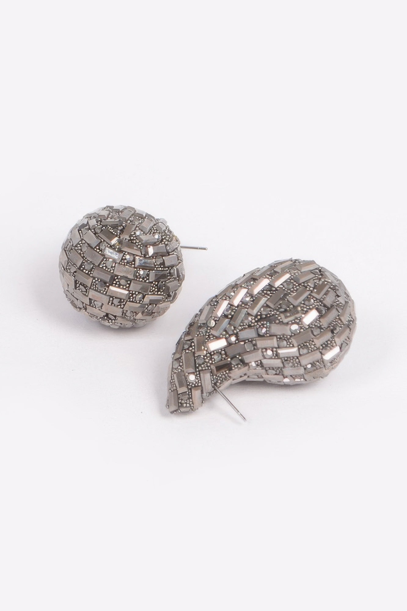 Rhinestone Tear Drop Earring Hematite Earrings