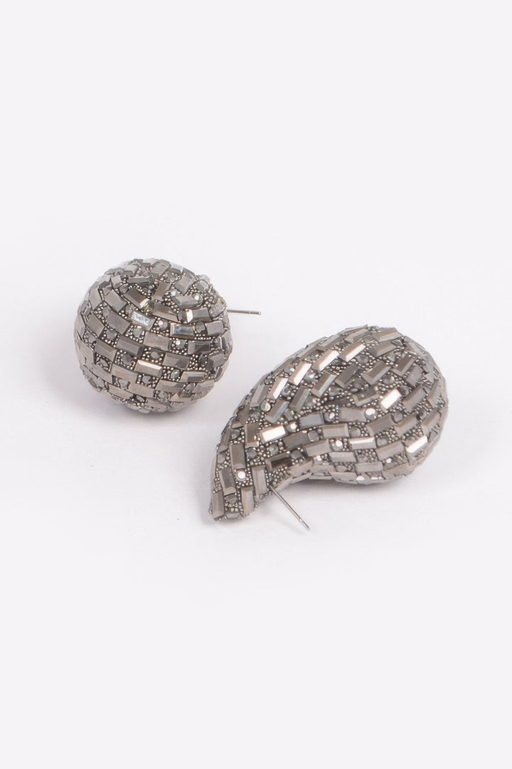 Rhinestone Tear Drop Earring Hematite Earrings