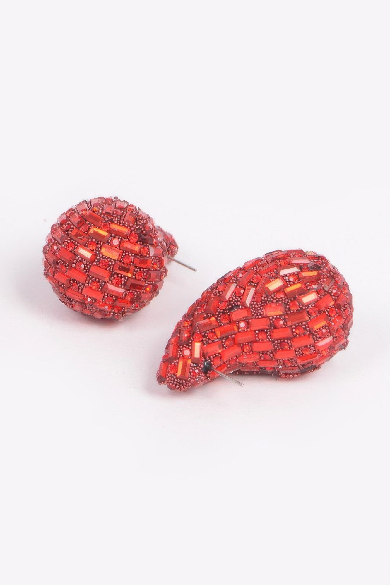 Rhinestone Tear Drop Earring Red Earrings