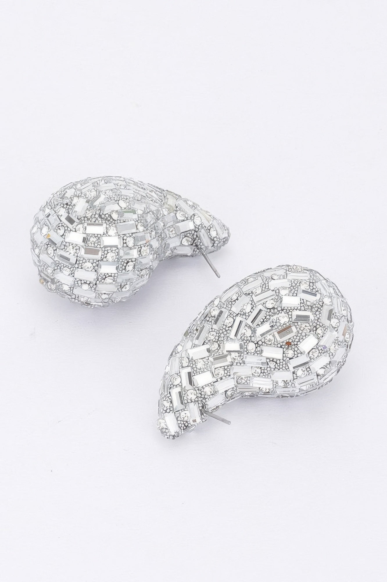 Rhinestone Tear Drop Earring Silver Earrings