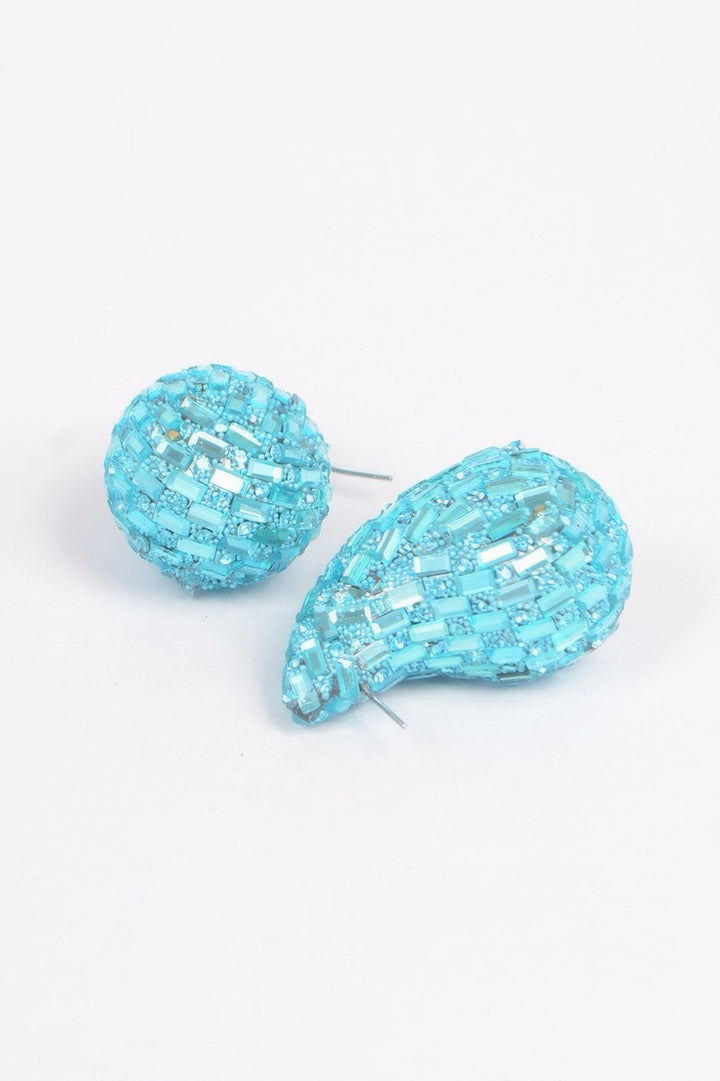 Rhinestone Tear Drop Earring Turquoise Earrings