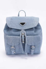 Light Blue Denim Double Pocket Front Backpack | Backpacks Daverri Fashions