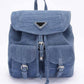 Denim Double Pocket Front Backpack - DAVERRI FASHIONS