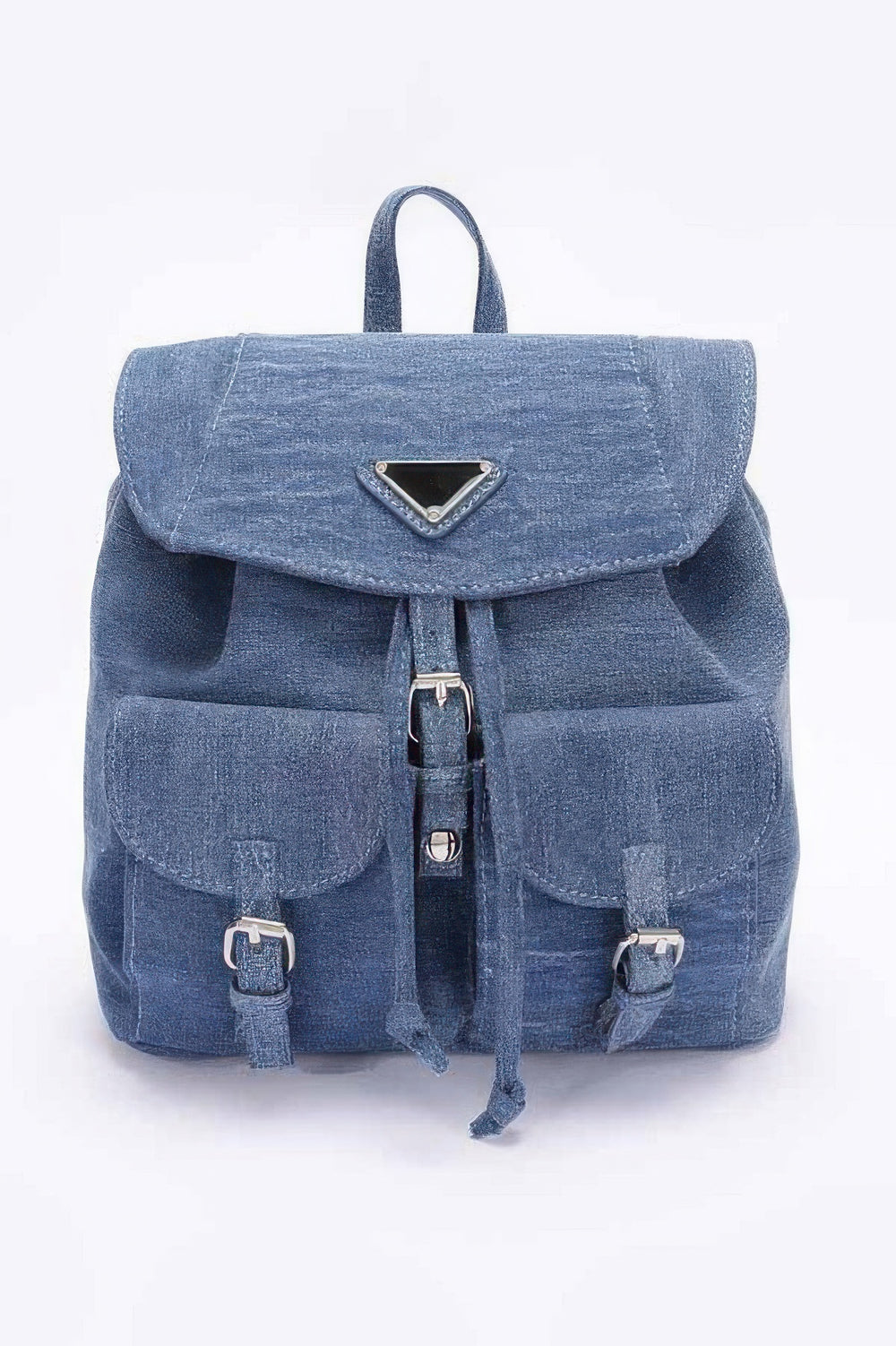 Denim Double Pocket Front Backpack Medium Blue Backpacks