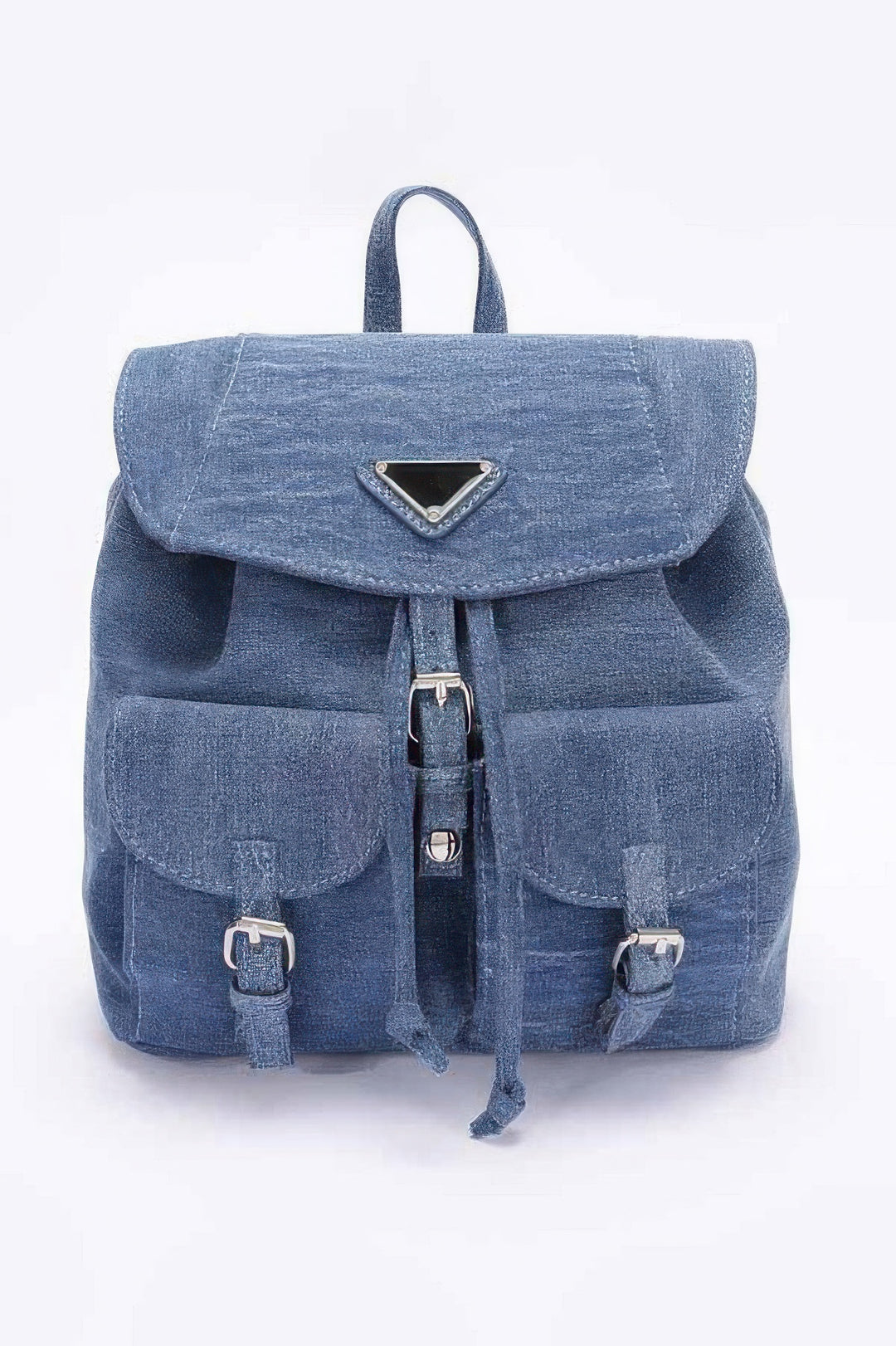 Denim Double Pocket Front Backpack Medium Blue Backpacks