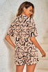 Two Piece Print Top Shorts Set Beige Outfit Sets