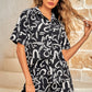 Two Piece Print Top Shorts Set Black Outfit Sets
