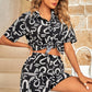 Two Piece Print Top Shorts Set Outfit Sets