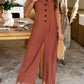 V-Neck Sleeveless Jumpsuit Brown Jumpsuits