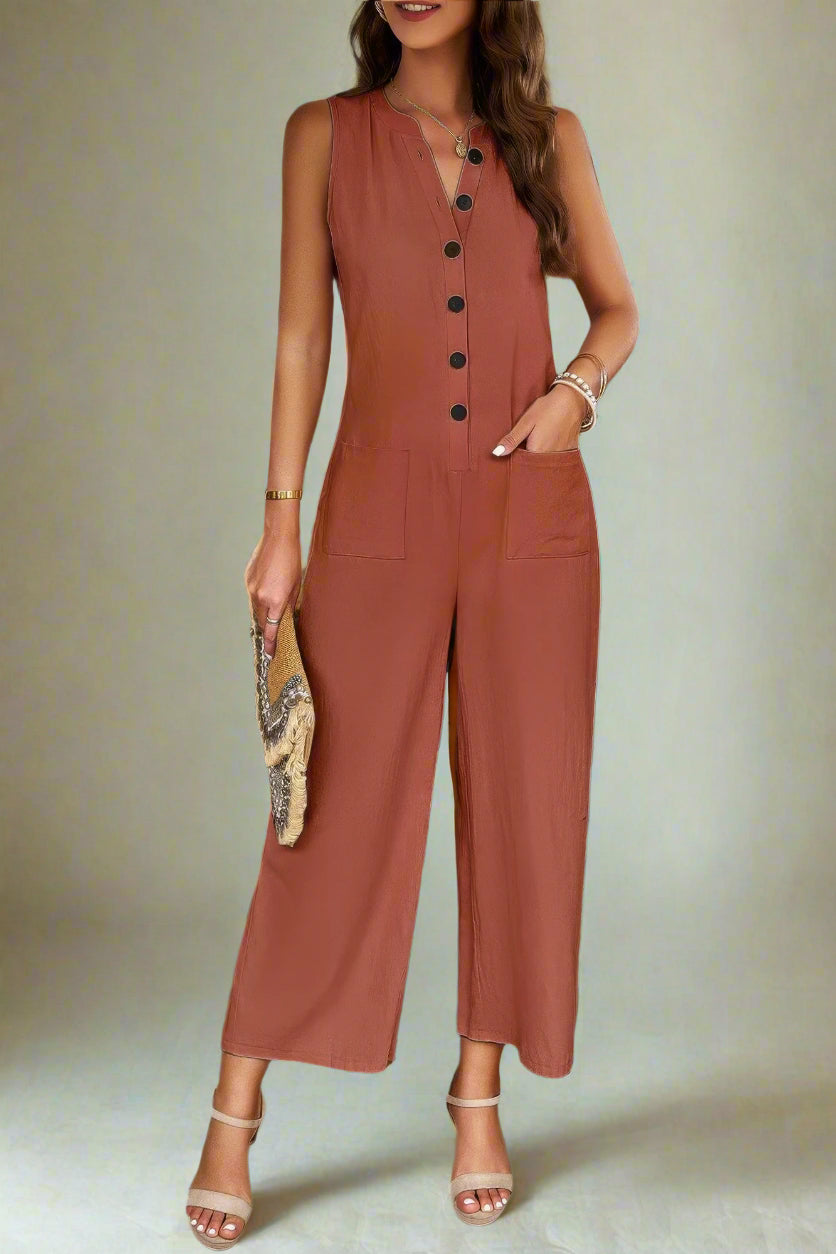 V-Neck Sleeveless Jumpsuit Jumpsuits