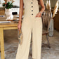 V-Neck Sleeveless Jumpsuit Beige Jumpsuits