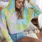 Tie Dye Crop Loose Pullover Hoodie Yellow Hoodies