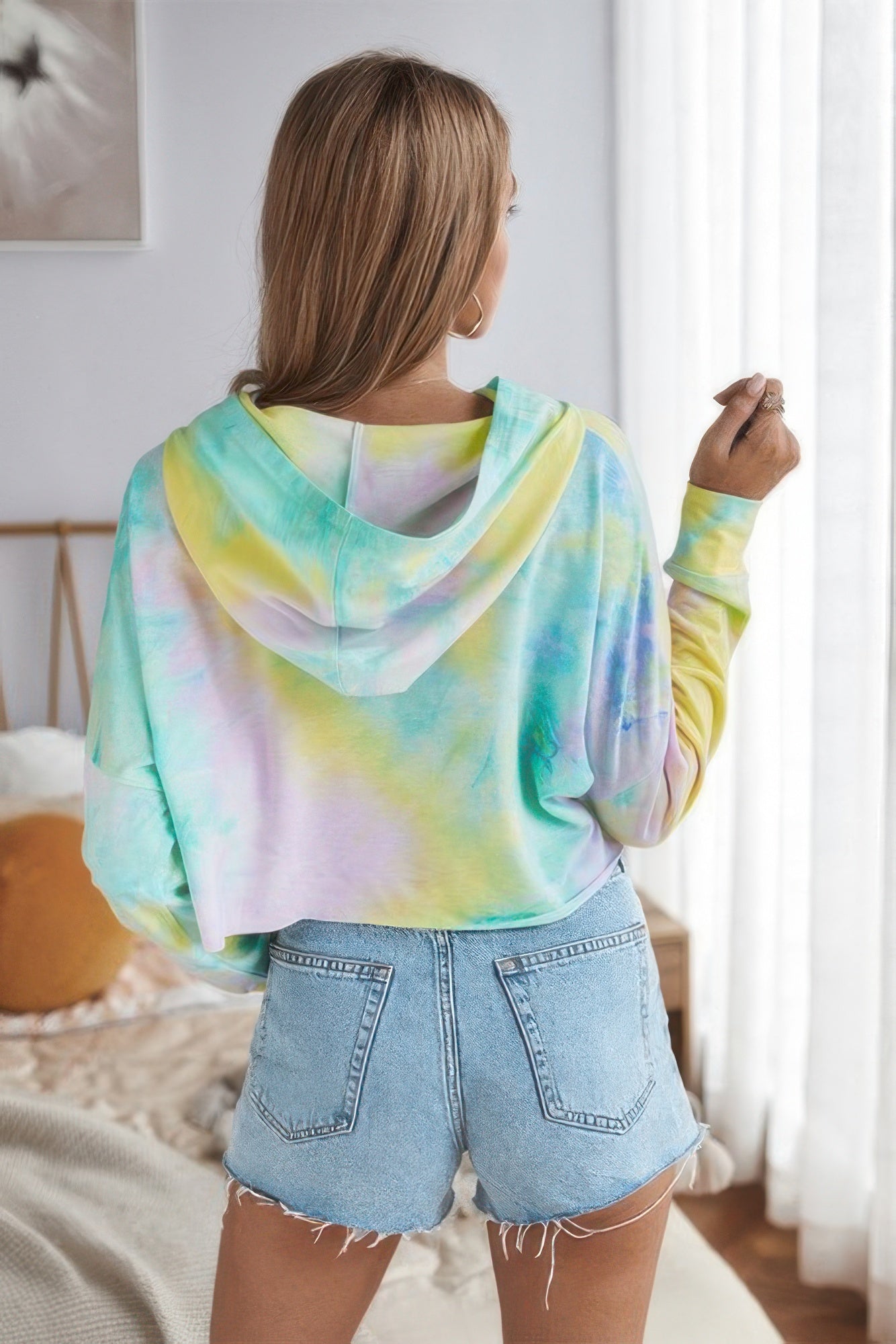 Tie Dye Crop Loose Pullover Hoodie Hoodies