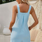 Sleeveless Jacquard Adjustable Strap Romper Sky Blue XL