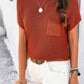 Solid Short Cap Sleeve Ribbed Knit Loose Top - DAVERRI FASHIONS