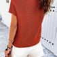 Solid Short Cap Sleeve Ribbed Knit Loose Top - DAVERRI FASHIONS