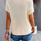Solid Short Cap Sleeve Ribbed Knit Loose Top - DAVERRI FASHIONS