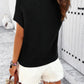 Solid Short Cap Sleeve Ribbed Knit Loose Top - DAVERRI FASHIONS