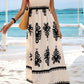 Sleeveless Square Neck A Line Smocked Shirred Dress Beige Maxi Dresses