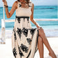 Sleeveless Square Neck A Line Smocked Shirred Dress Maxi Dresses