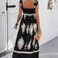 Sleeveless Square Neck A Line Smocked Shirred Dress Maxi Dresses