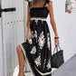 Sleeveless Square Neck A Line Smocked Shirred Dress Maxi Dresses