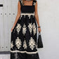 Sleeveless Square Neck A Line Smocked Shirred Dress Maxi Dresses