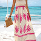 Sleeveless Square Neck A Line Smocked Shirred Dress Maxi Dresses