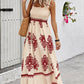 Sleeveless Square Neck A Line Smocked Shirred Dress Wine Maxi Dresses