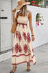 Sleeveless Square Neck A Line Smocked Shirred Dress Wine Maxi Dresses