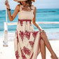 Sleeveless Square Neck A Line Smocked Shirred Dress Maxi Dresses