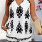 Plus Size Printed V Neck Loose Shirt And Shorts Set
