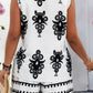 Plus Size Printed V Neck Loose Shirt And Shorts Set