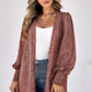 Front Open Leopard Print Loose Fit Top Rust Tops