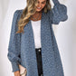 Front Open Leopard Print Loose Fit Top Blue Tops