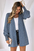 Front Open Leopard Print Loose Fit Top Blue Tops