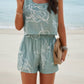 Allover Print Sleeveless Square Neck Elastic Sets