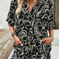 Allover Print Elastic Shorts Two Pieces Button Set