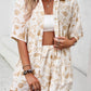 Allover Print Elastic Shorts Two Pieces Button Set
