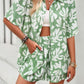 Allover Print Elastic Shorts Two Pieces Button Set