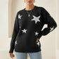 Star Print Loose Fit Knit Sweater - DAVERRI FASHIONS