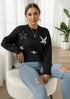 Star Print Loose Fit Knit Sweater - DAVERRI FASHIONS
