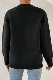 Star Print Loose Fit Knit Sweater - DAVERRI FASHIONS